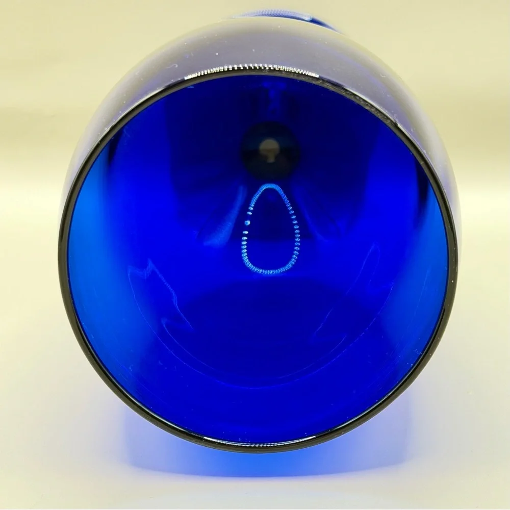 VTG Pier 1 P1C13 Cobalt Blue Iced‎ Tea Goblets 7” Hand Blown Set Of 3
